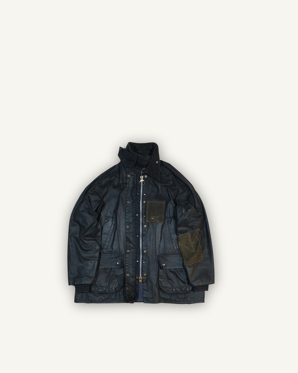 Barbour Bedale Navy Upcycled con Tessuto da Poncho WWII | PHENOMENA