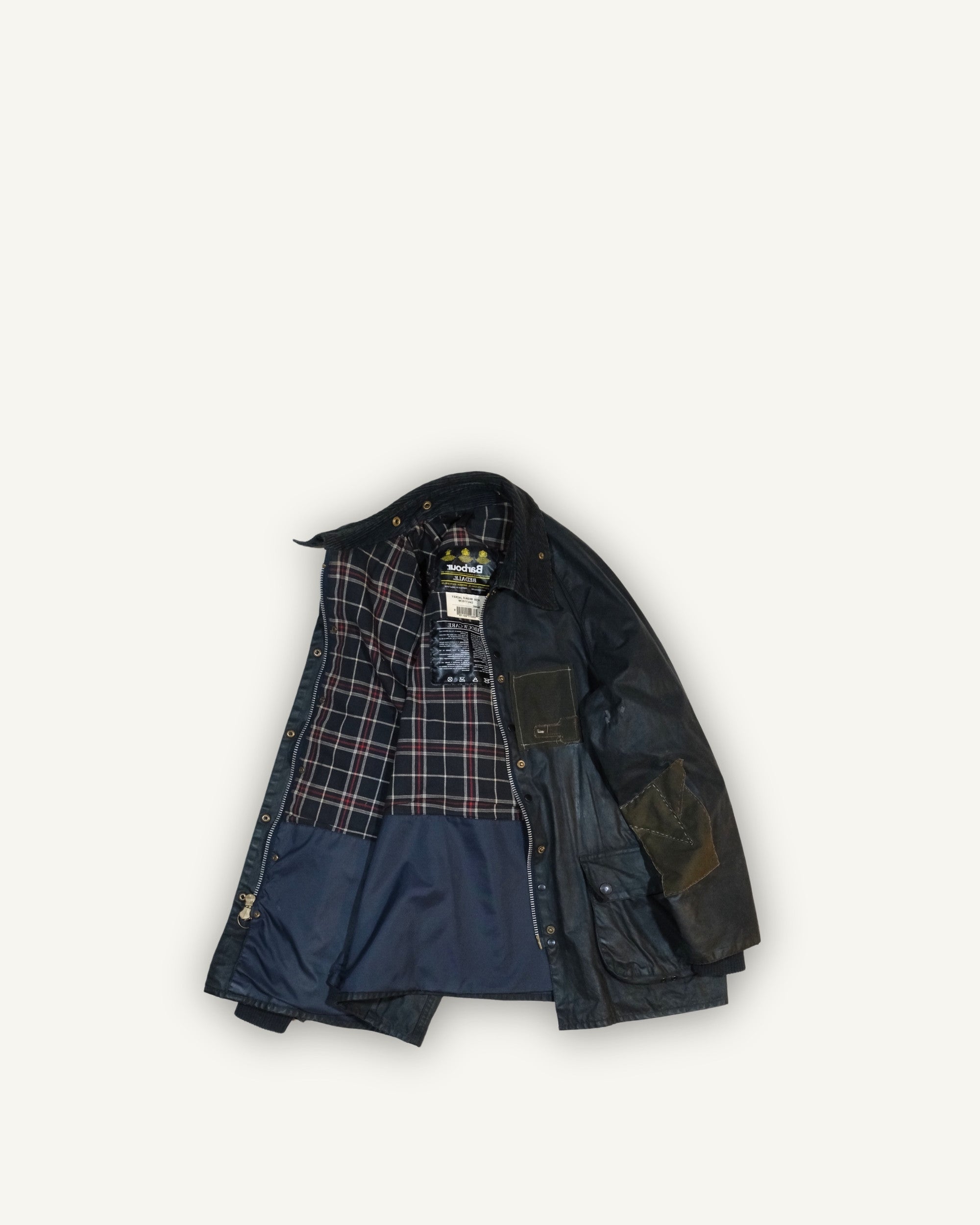 Barbour Bedale Navy Upcycled con Tessuto da Poncho WWII | PHENOMENA