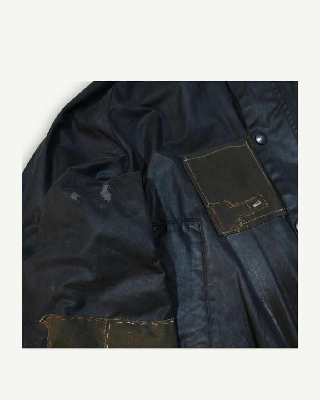 Barbour Bedale Navy Upcycled con Tessuto da Poncho WWII | PHENOMENA