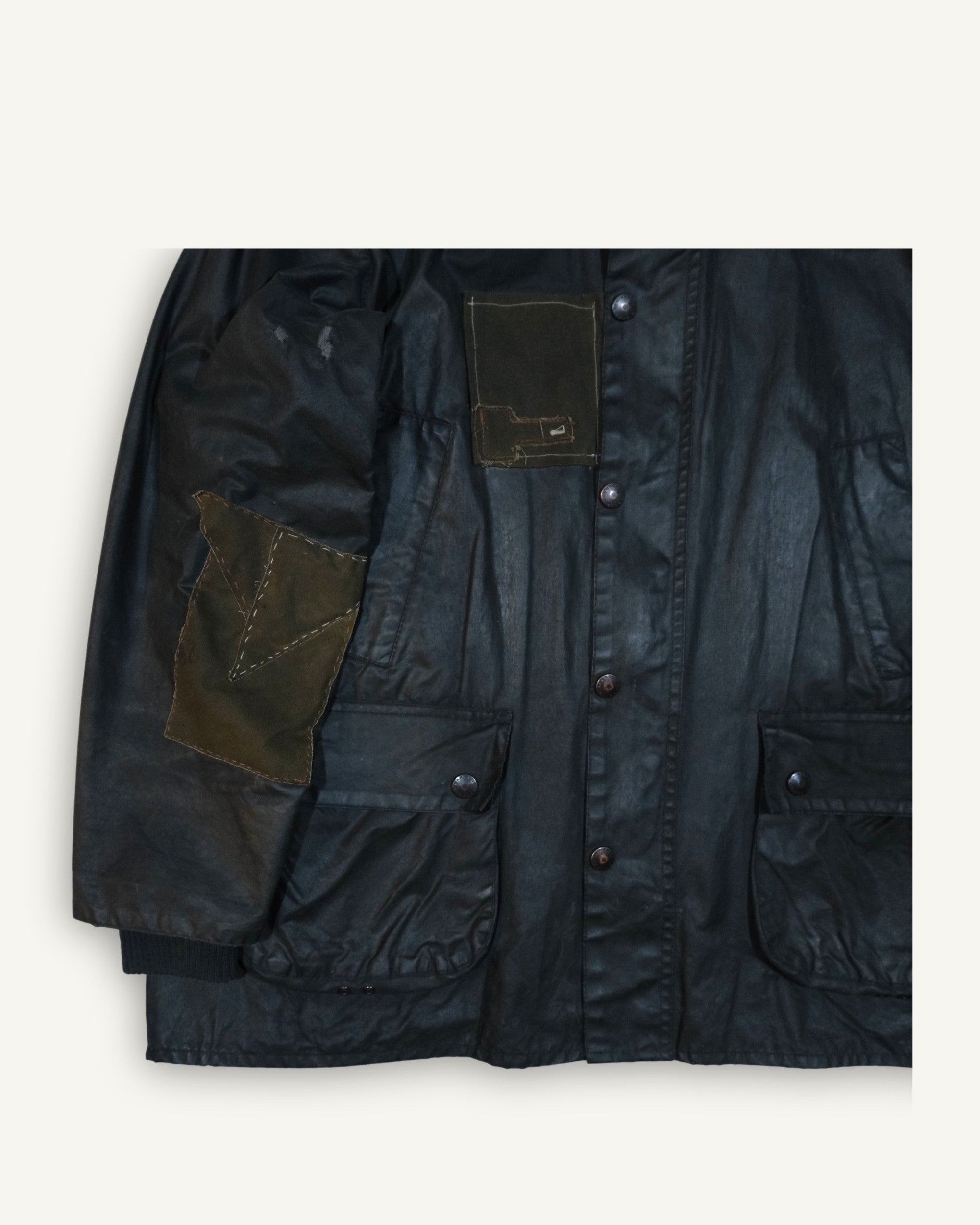 Barbour Bedale Navy Upcycled con Tessuto da Poncho WWII | PHENOMENA