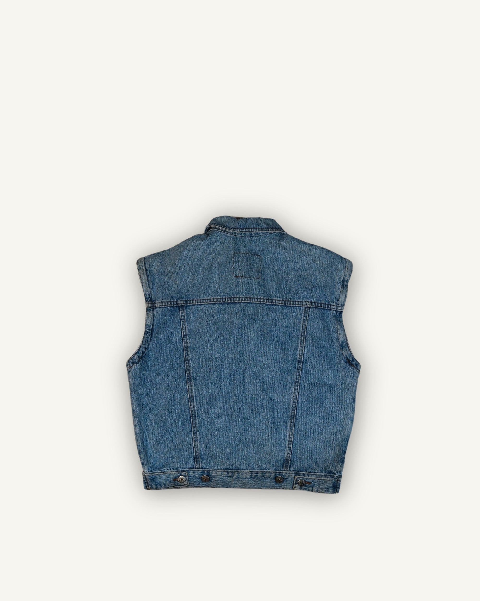 Casucci Junior 90s Denim Vest – Patch College & Logo Leather | Made in Italy