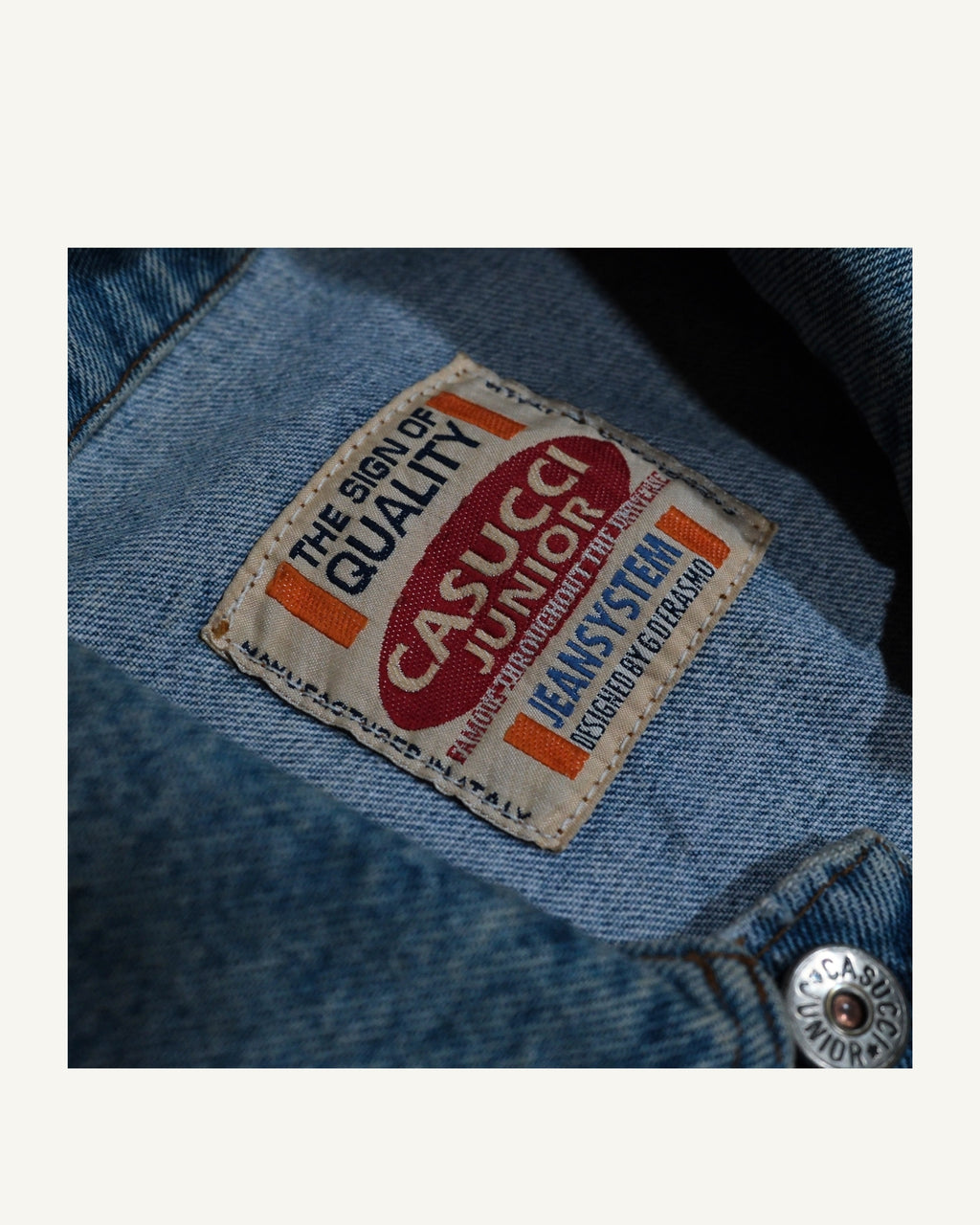 Casucci Junior 90s Denim Vest – Patch College & Logo Leather | Made in Italy