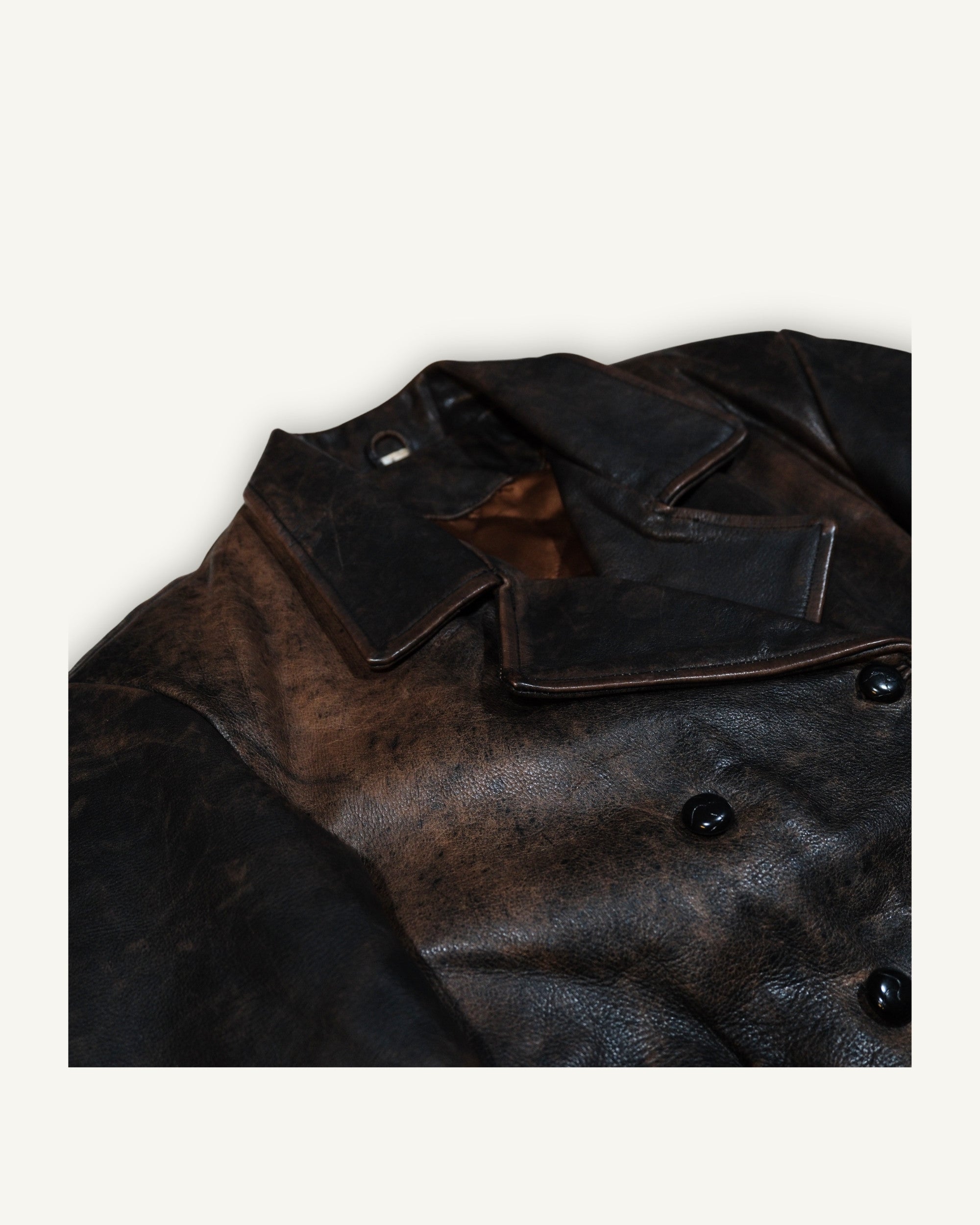 Vintage European Double Breasted Leather Jacket – 70s/80s – Original Patina