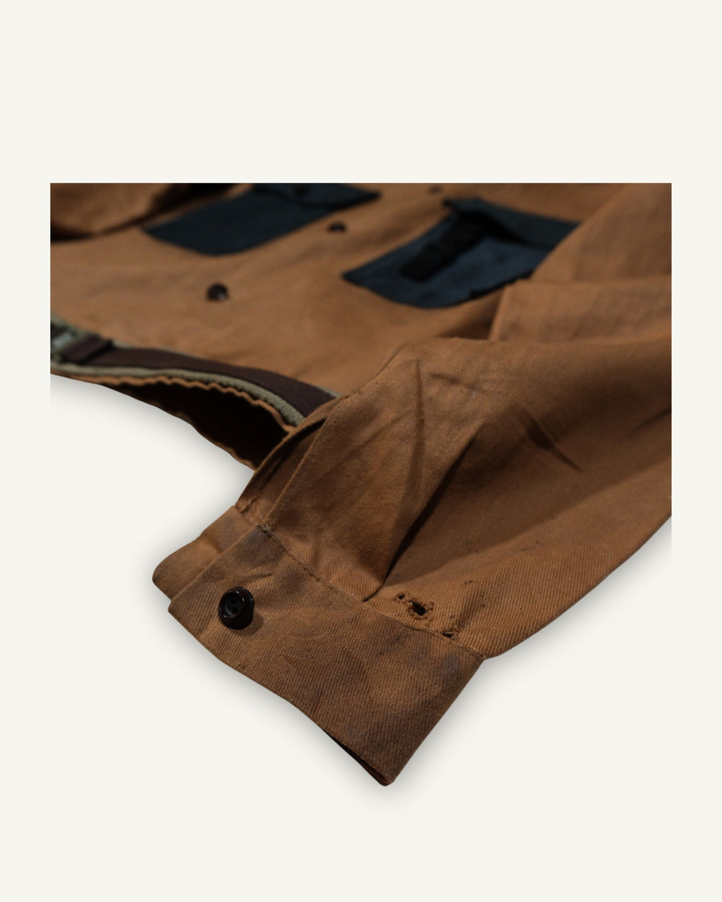 PHENOMENA Upcycled Work Jacket – Brown Waxed Cotton Utility Jacket
