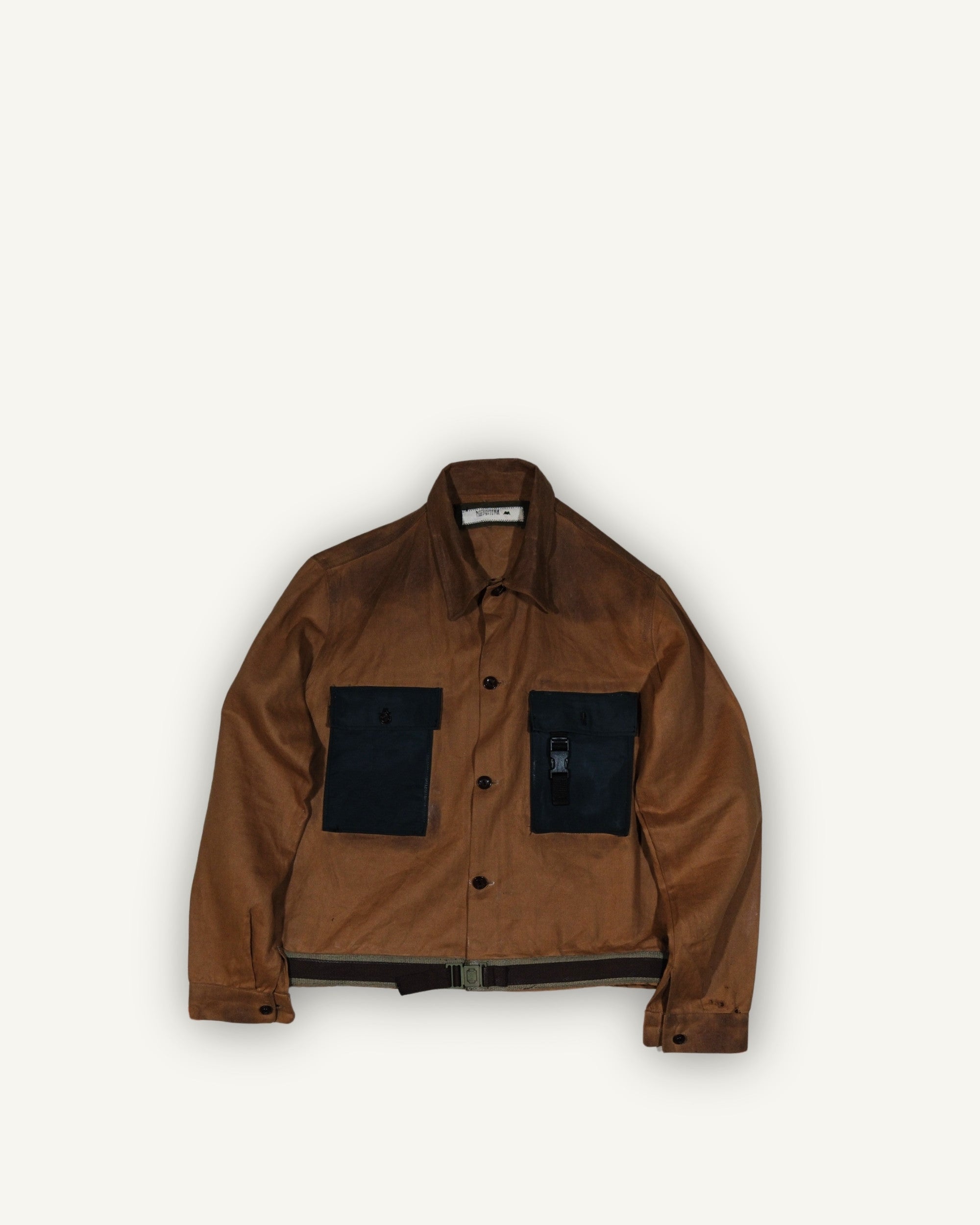 PHENOMENA Upcycled Work Jacket – Brown Waxed Cotton Utility Jacket