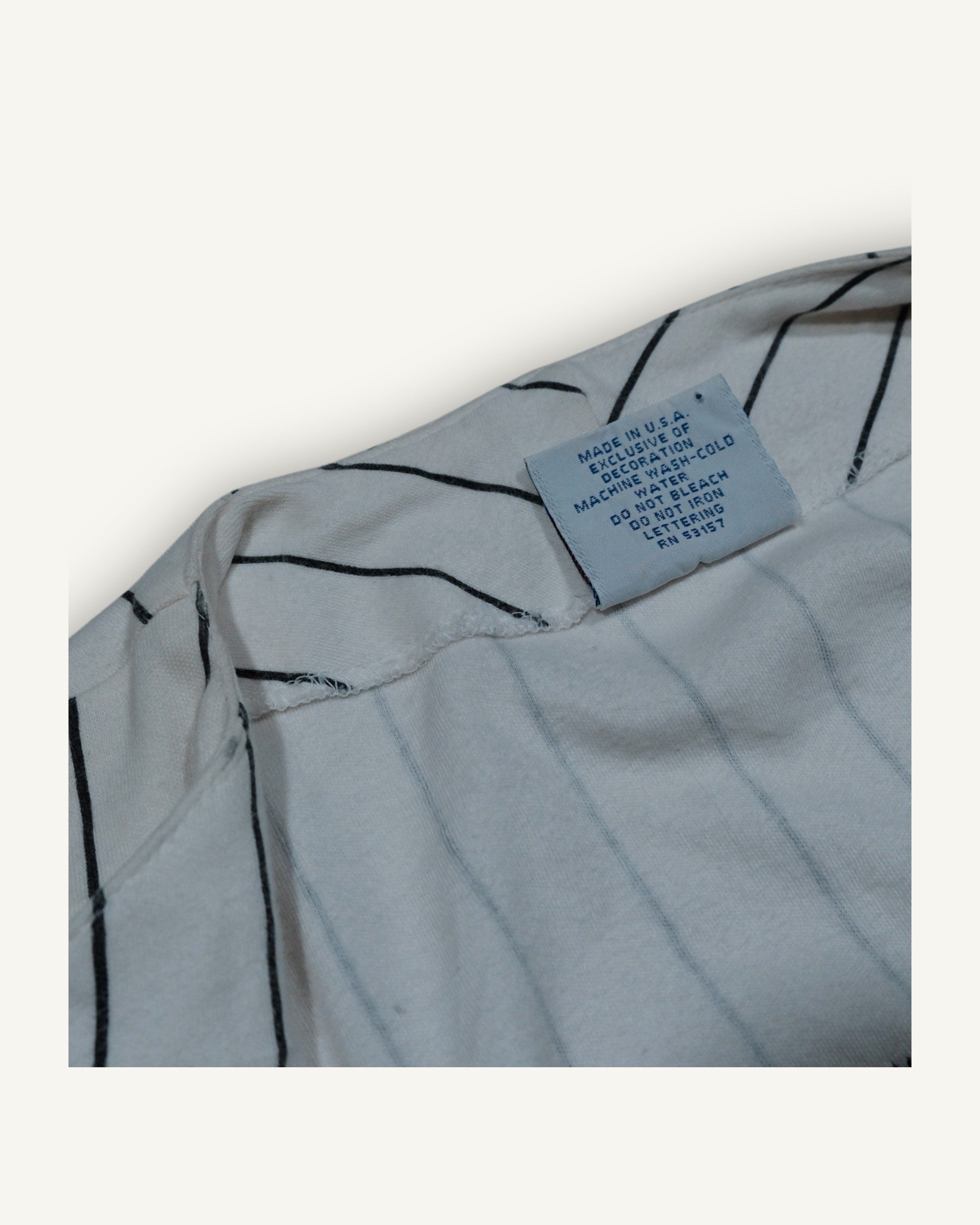Camicia baseball Majestic MLB a righe con applicazione “X” – Made in USA
