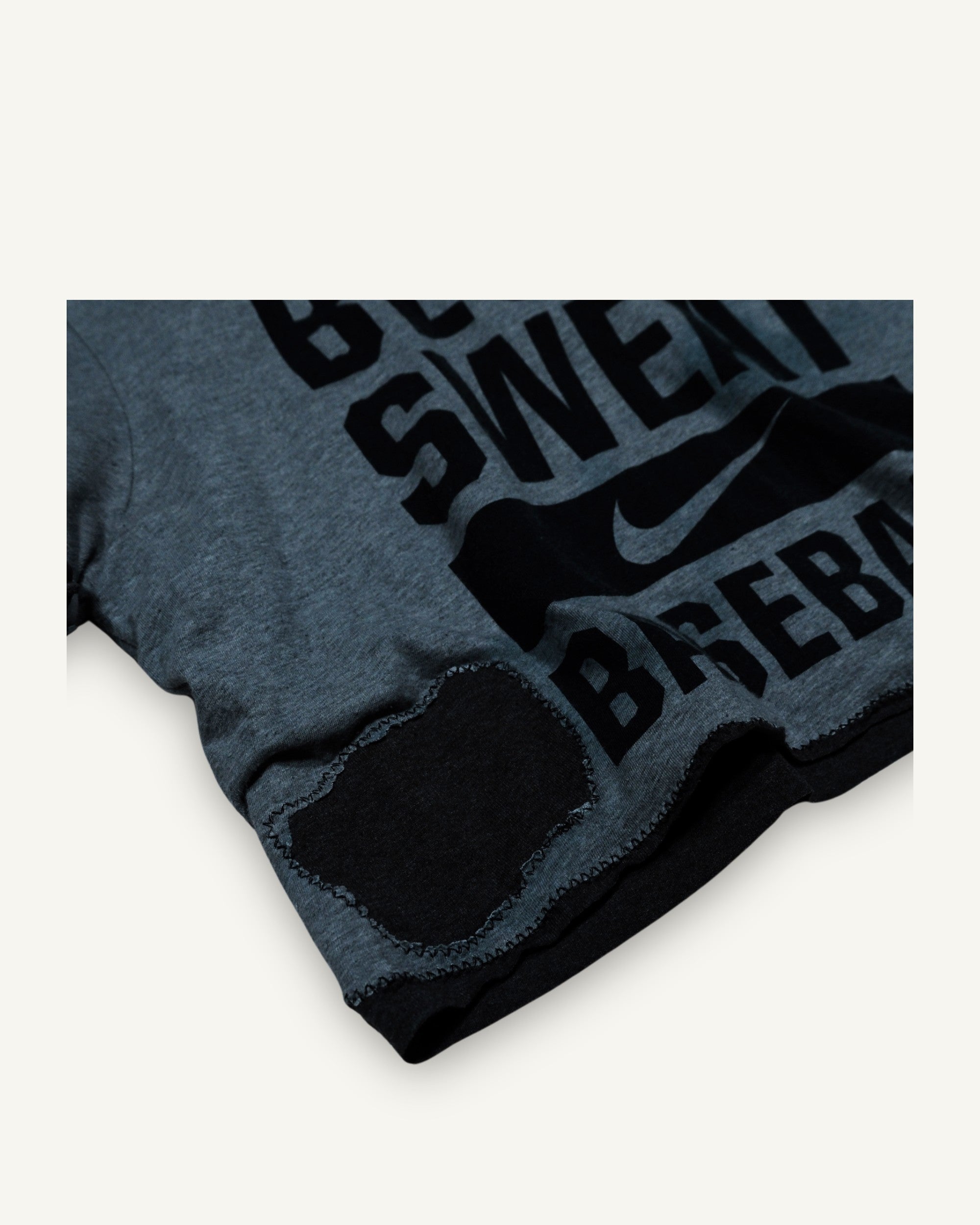 PHENOMENA Upcycled Nike Blood Sweat Baseball T-Shirt Grey Double Layer M