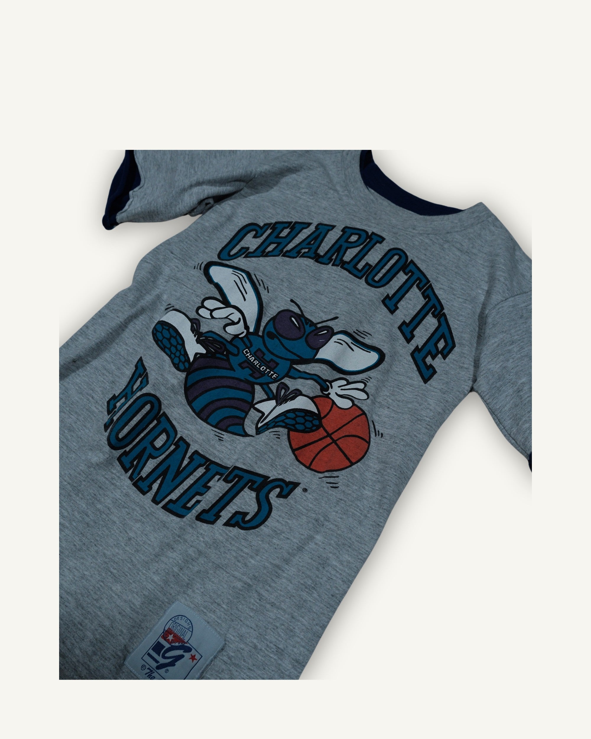 T-shirt Charlotte Hornets grafica NBA grigia con stampa mascotte