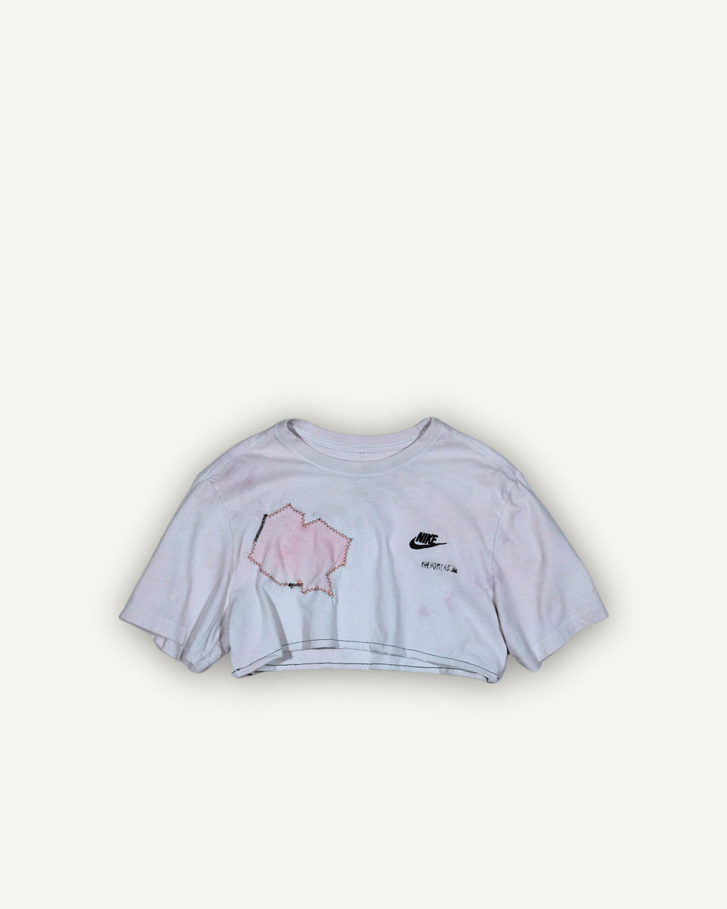 NIKE UPCYCLED CROPPED T-SHIRT – PATCHWORK ROSA / BIANCO