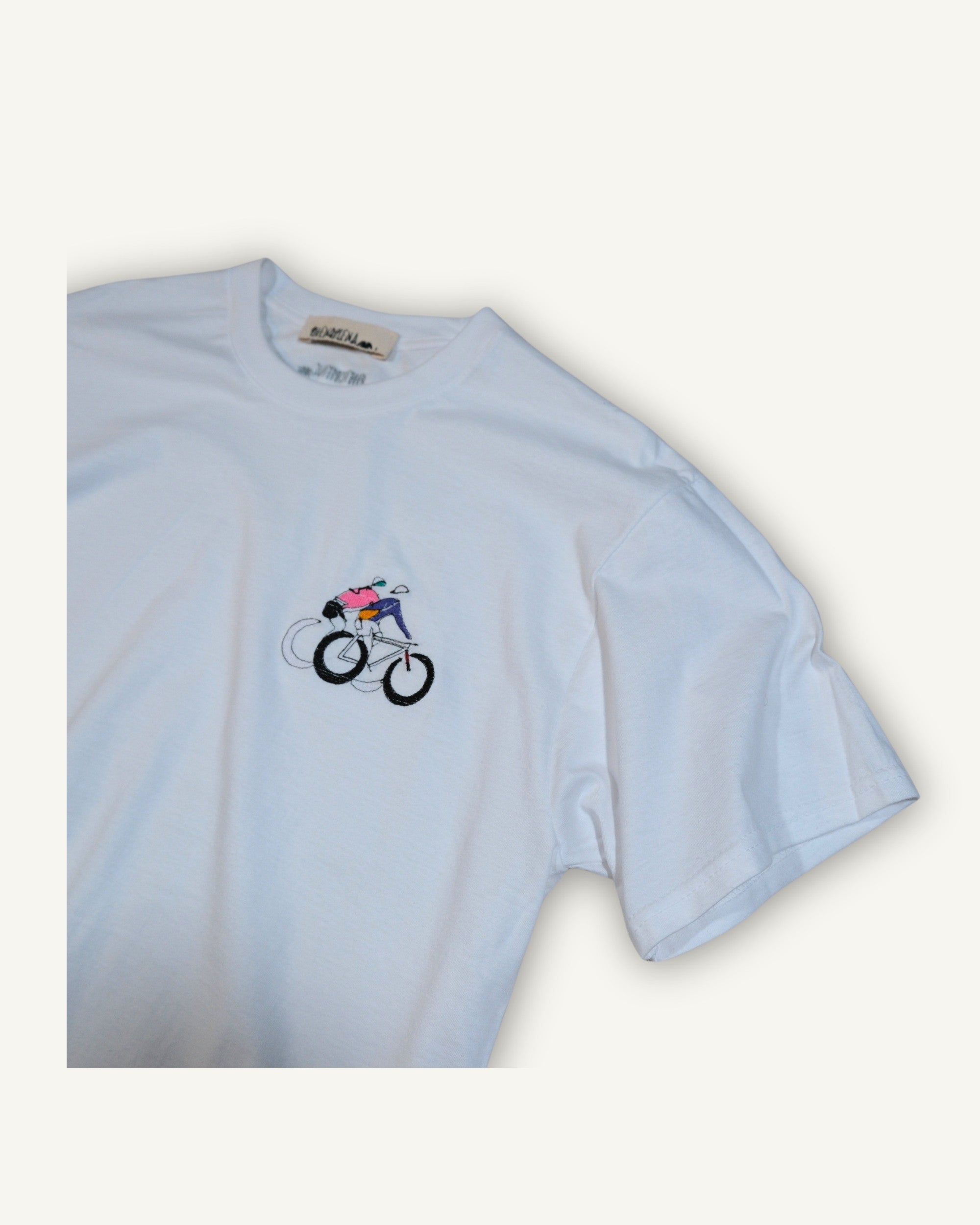 PHENOMENA T-Shirt Ricamata Cycling Bianca