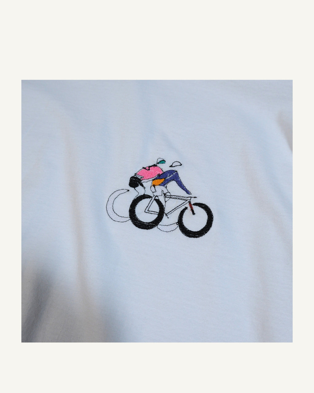 PHENOMENA T-Shirt Ricamata Cycling Bianca