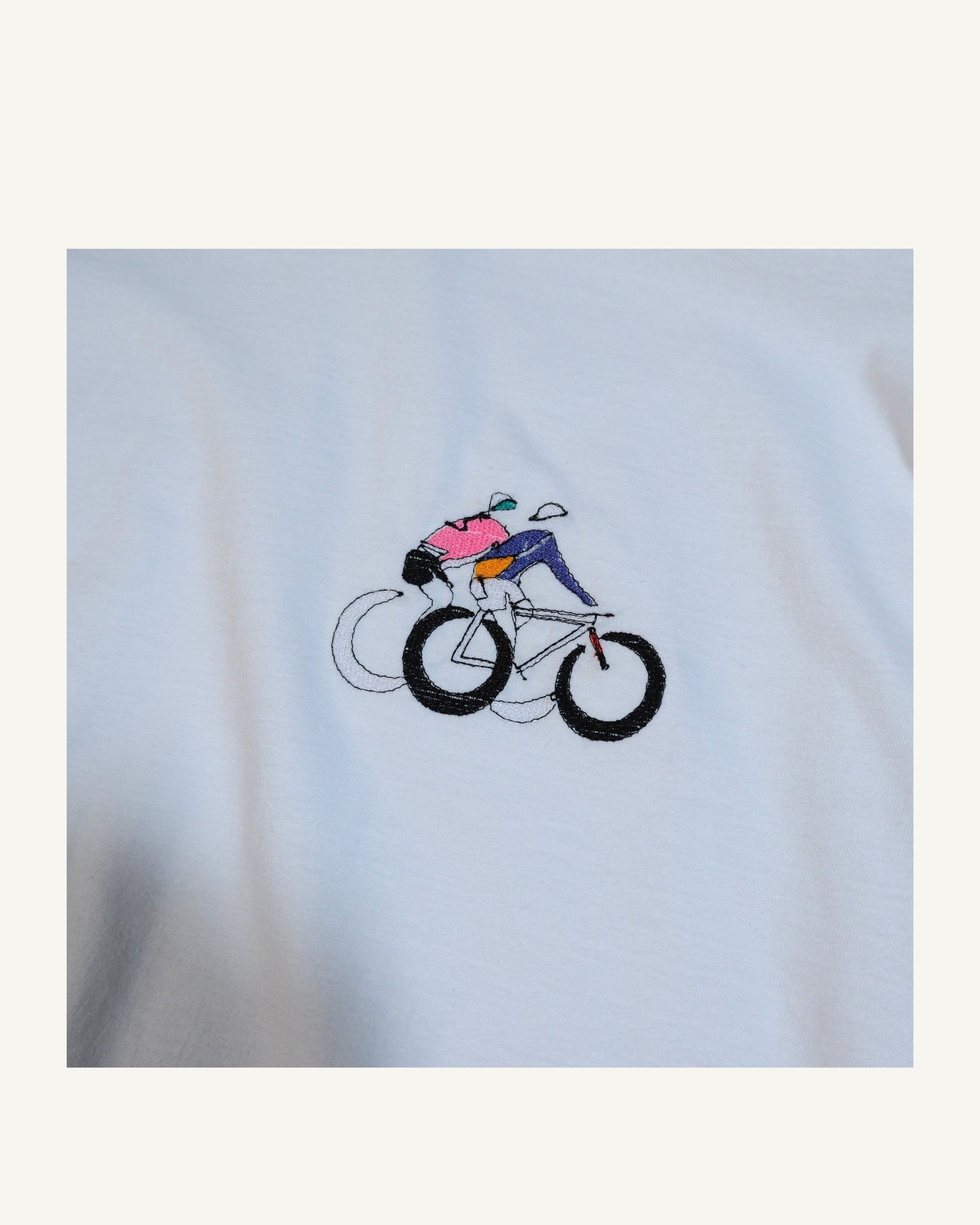 PHENOMENA T-Shirt Ricamata Cycling Bianca