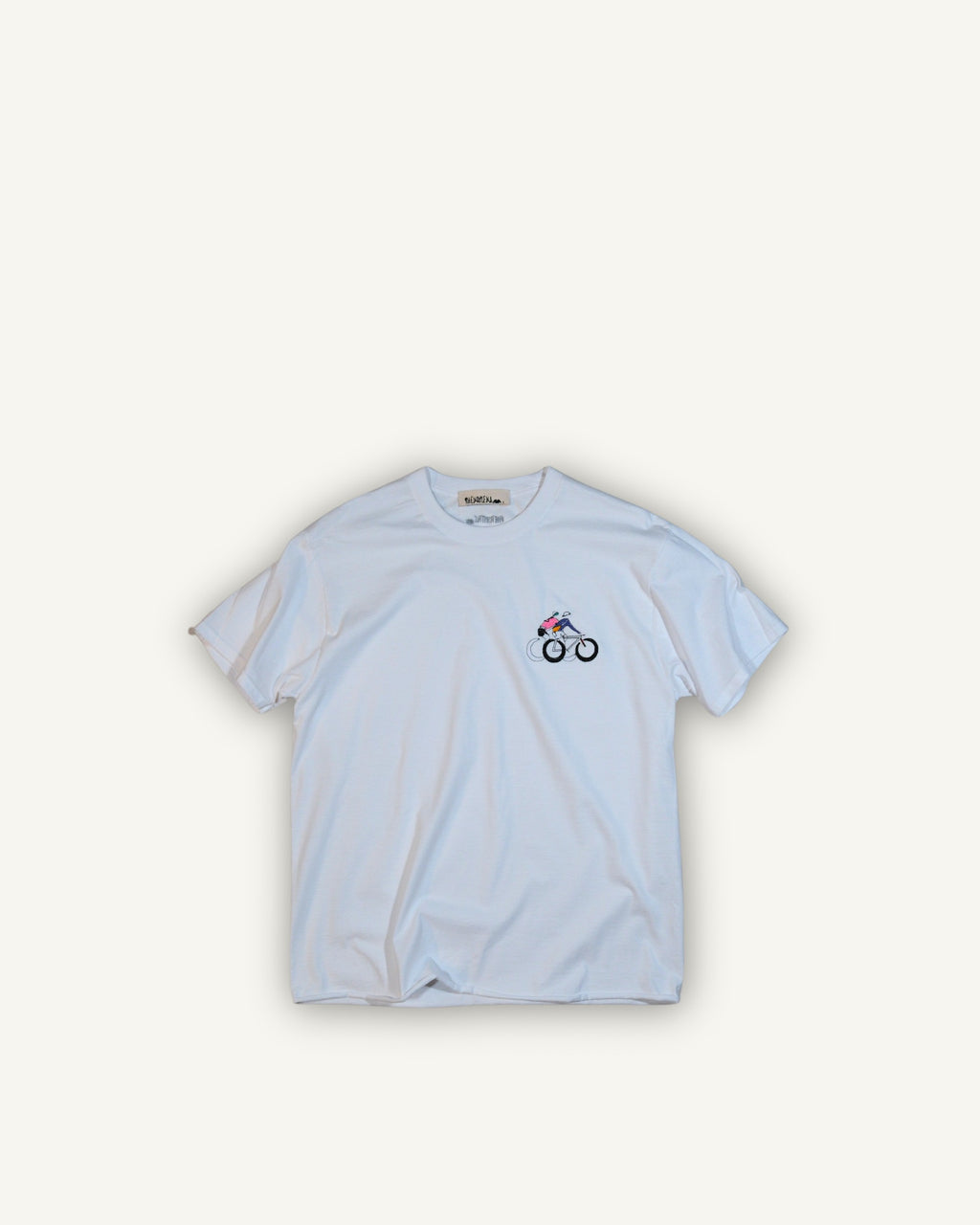 PHENOMENA T-Shirt Ricamata Cycling Bianca