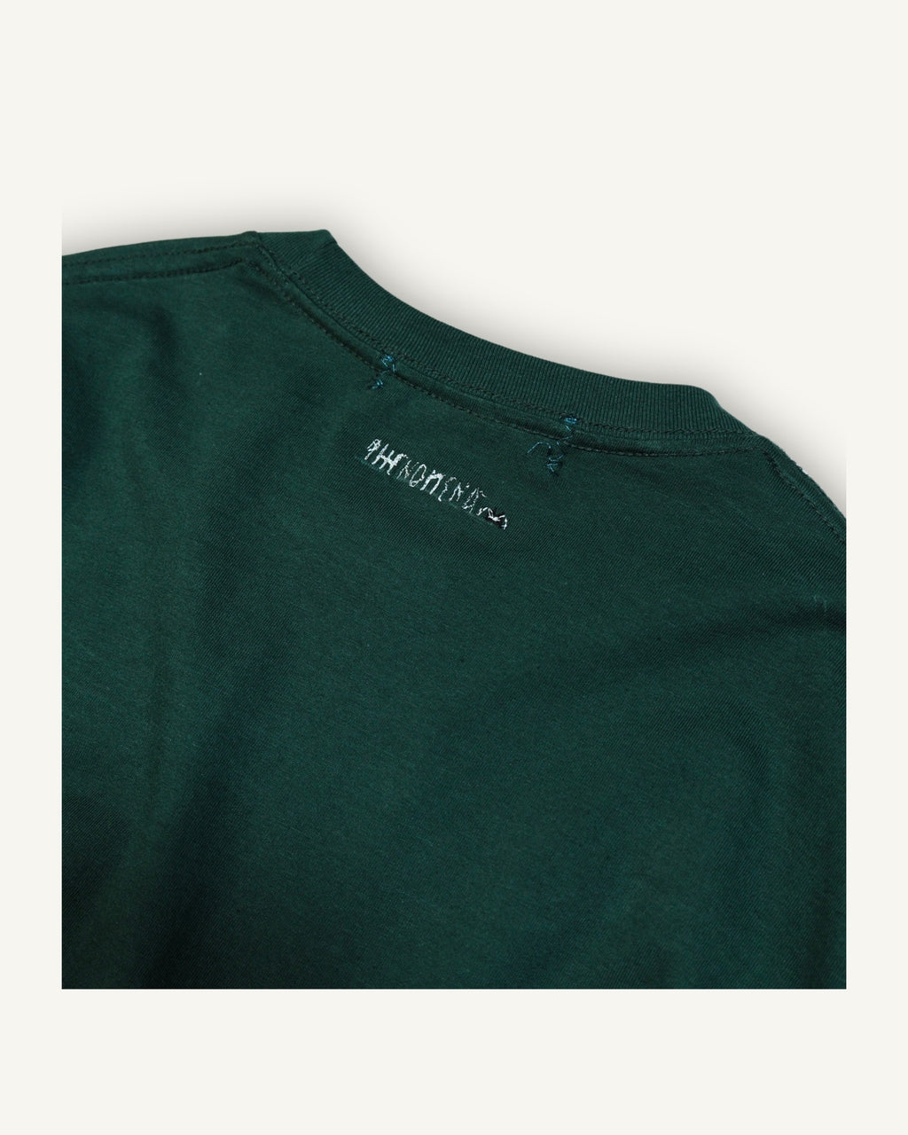 PHENOMENA Crop T-Shirt Ricamata Casetta Verde