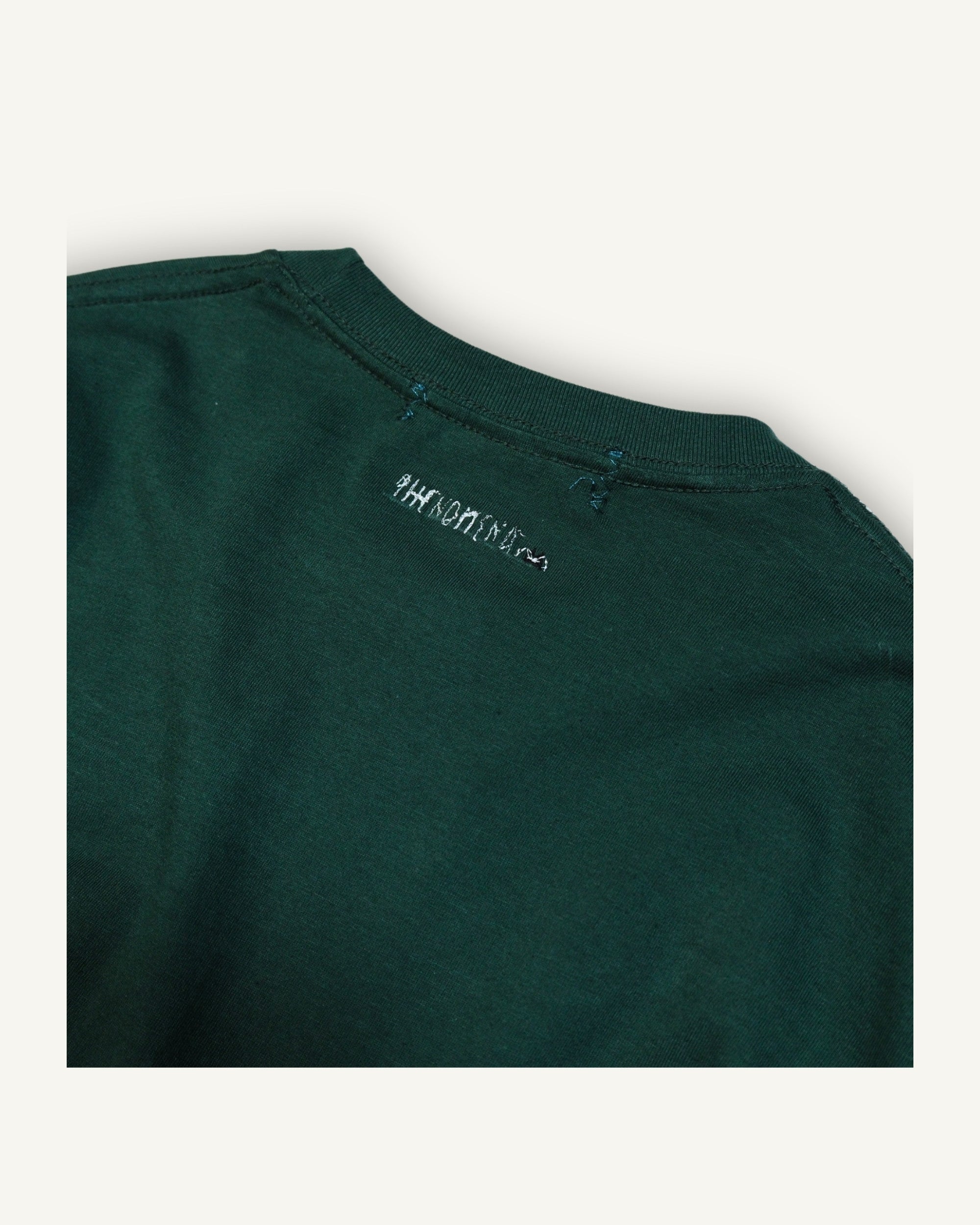 PHENOMENA Crop T-Shirt Ricamata Casetta Verde