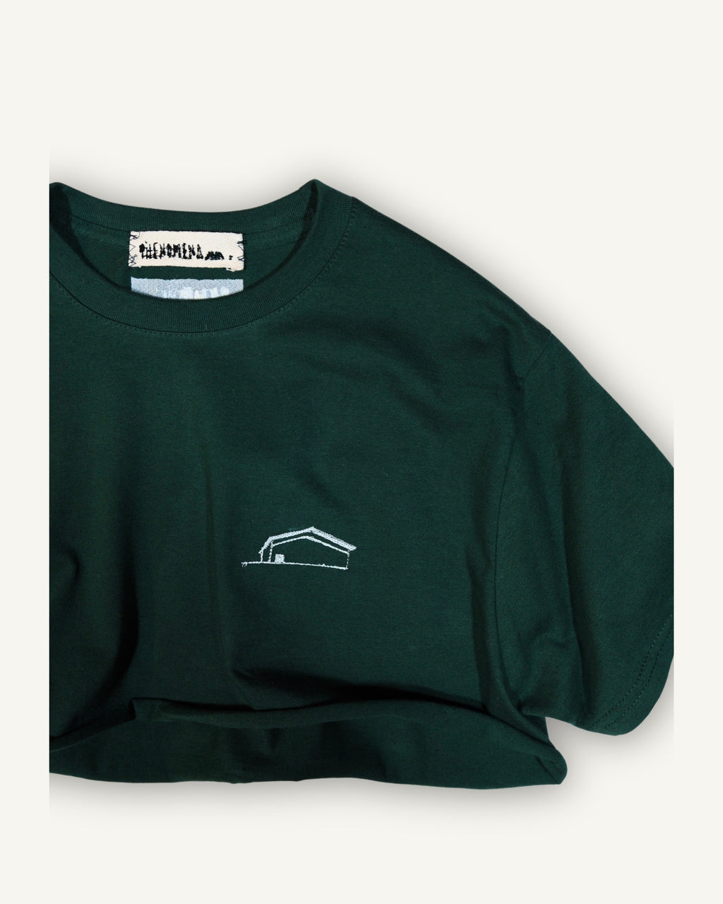 PHENOMENA Crop T-Shirt Ricamata Casetta Verde