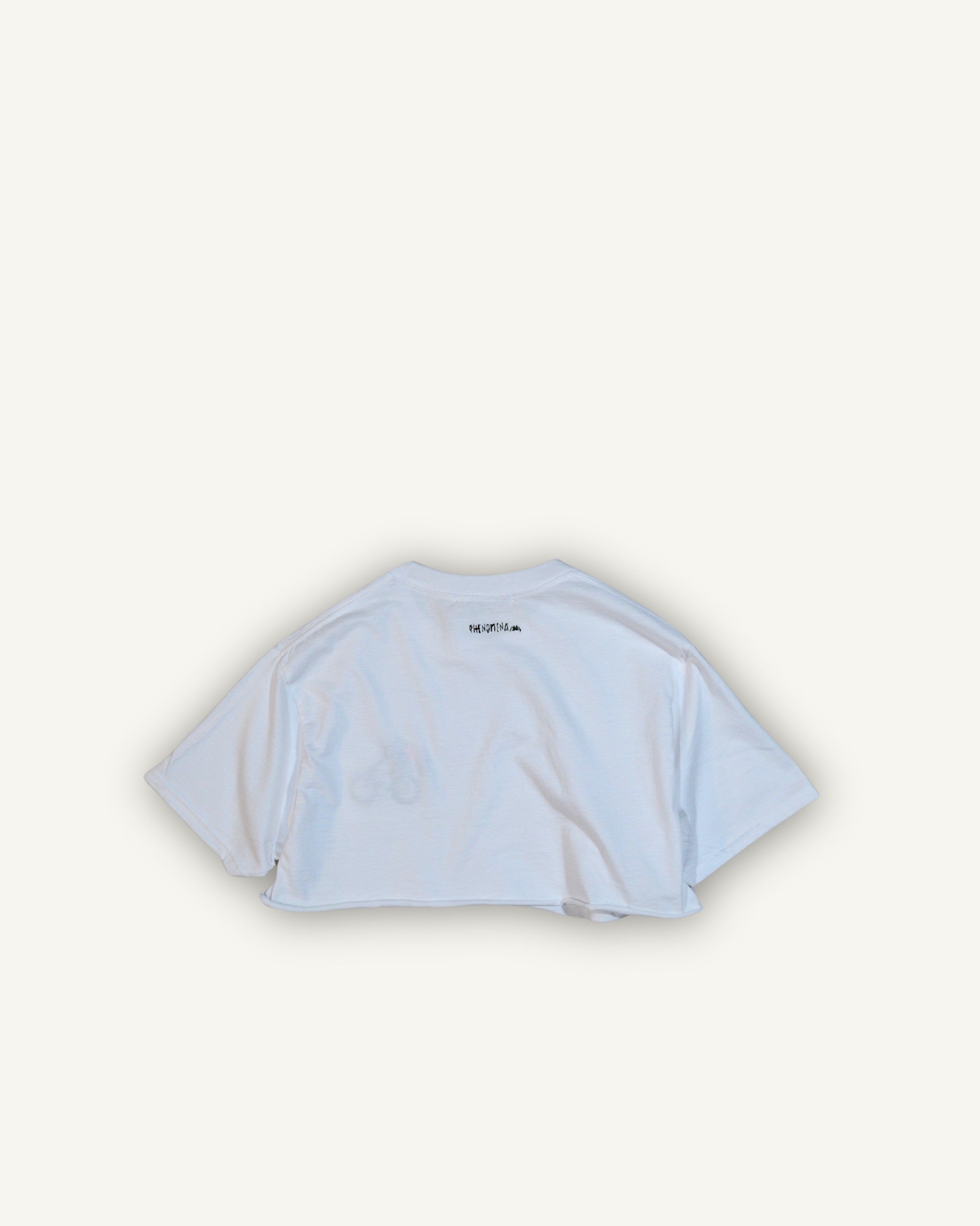T-shirt cropped PHENOMENA bianca con ricamo cycling