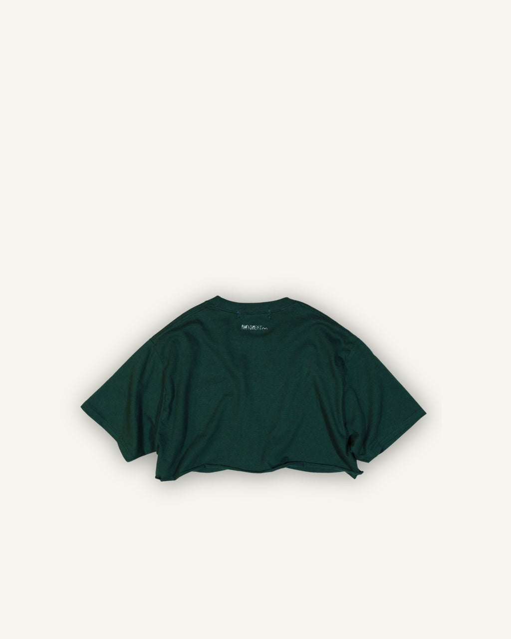 PHENOMENA Crop T-Shirt Ricamata Casetta Verde
