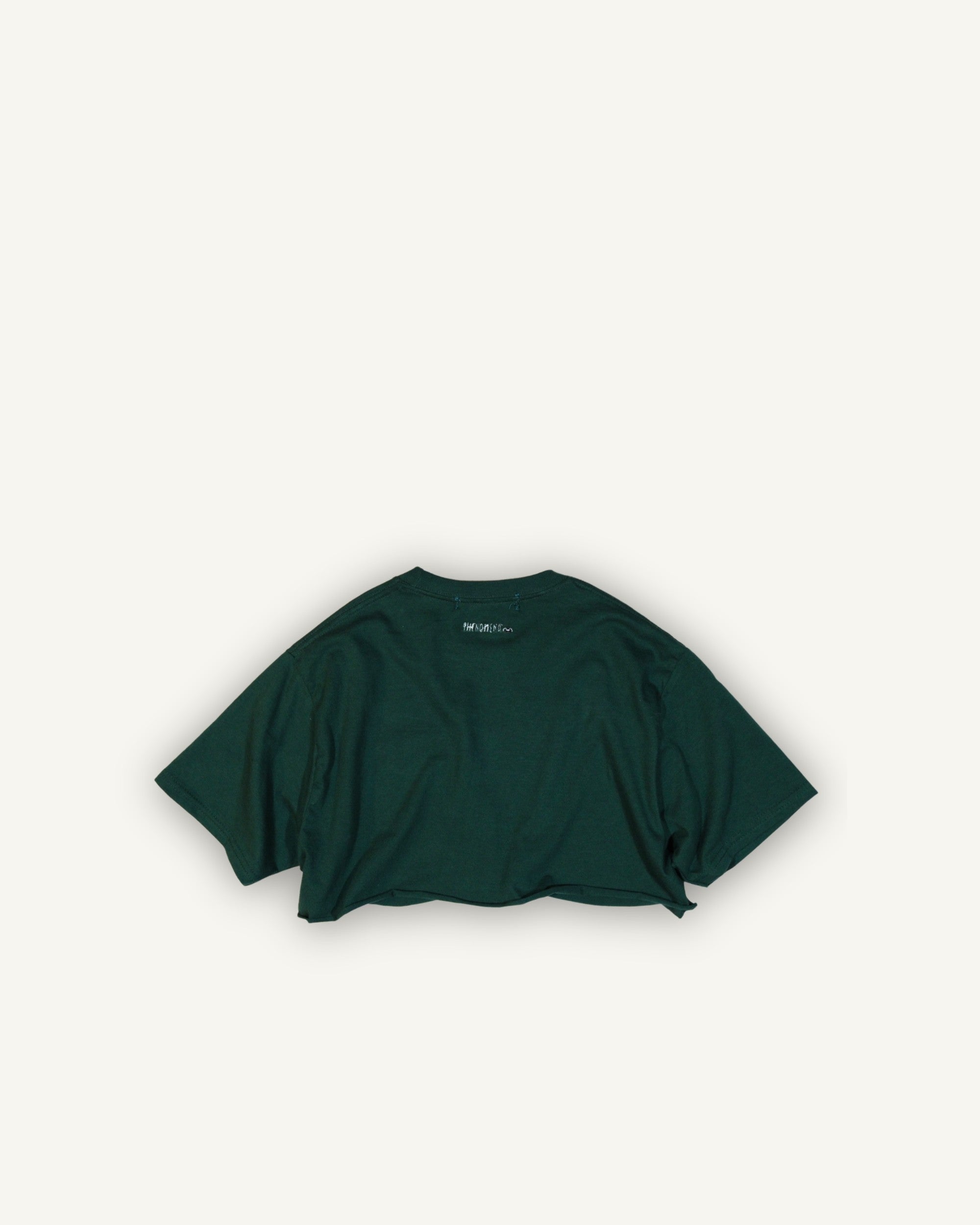 PHENOMENA Crop T-Shirt Ricamata Casetta Verde