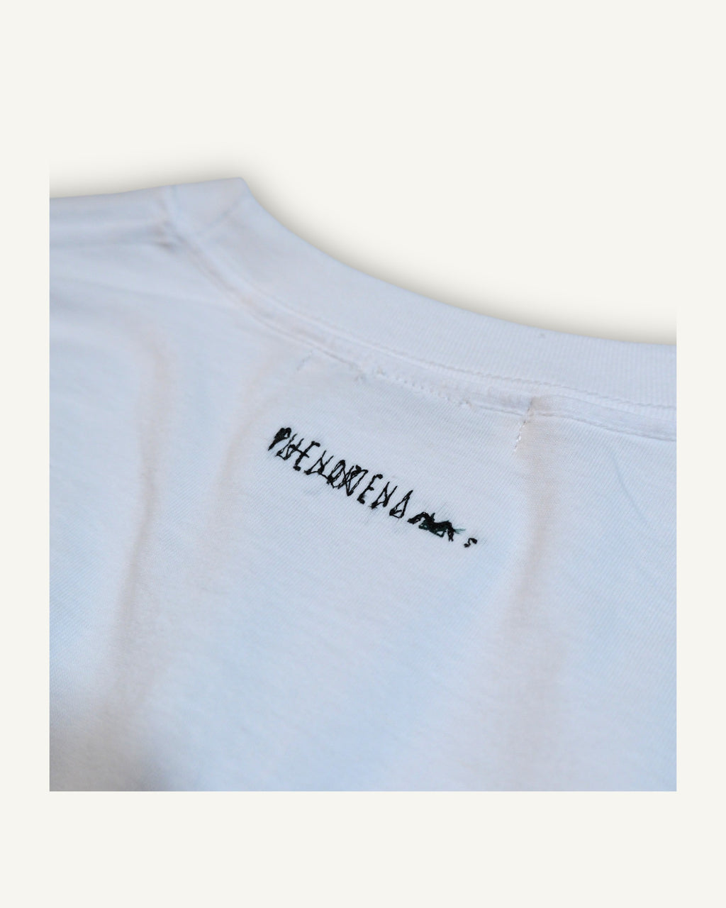PHENOMENA Crop T-Shirt Ricamata Pizza Bianca