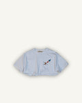 PHENOMENA Crop T-Shirt Ricamata Pizza Bianca
