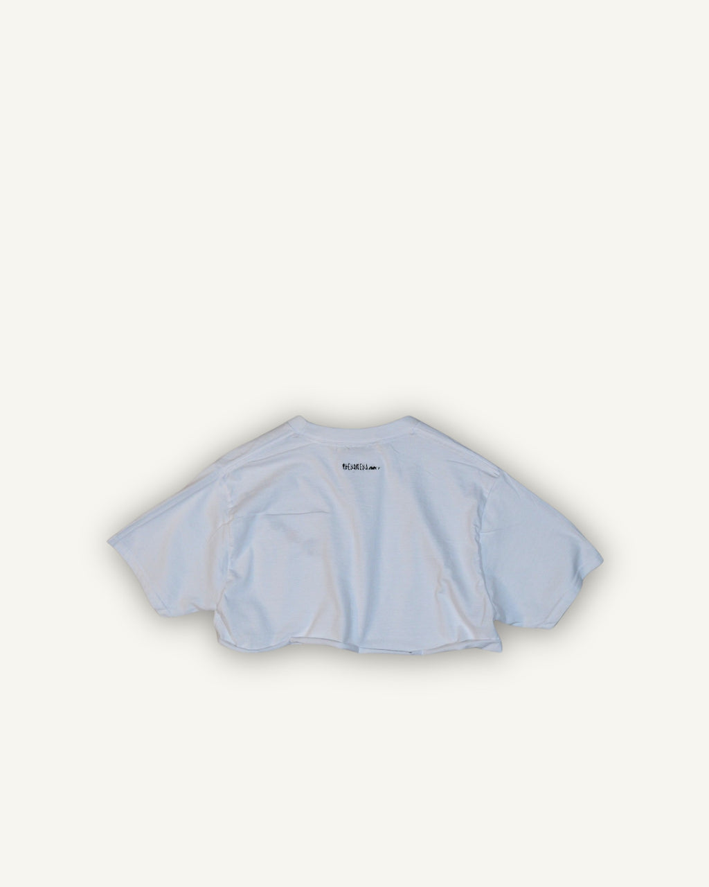 PHENOMENA Crop T-Shirt Ricamata Pizza Bianca